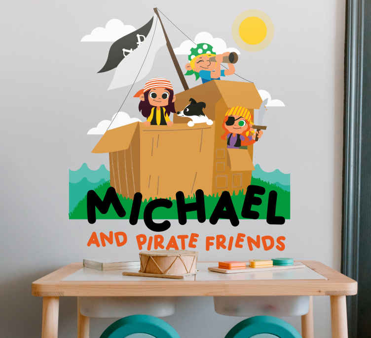 Sticker pared infantil escena de aventura pirata - TenVinilo