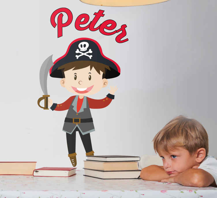 Sticker pared infantil ilustración de personaje pirata - TenVinilo