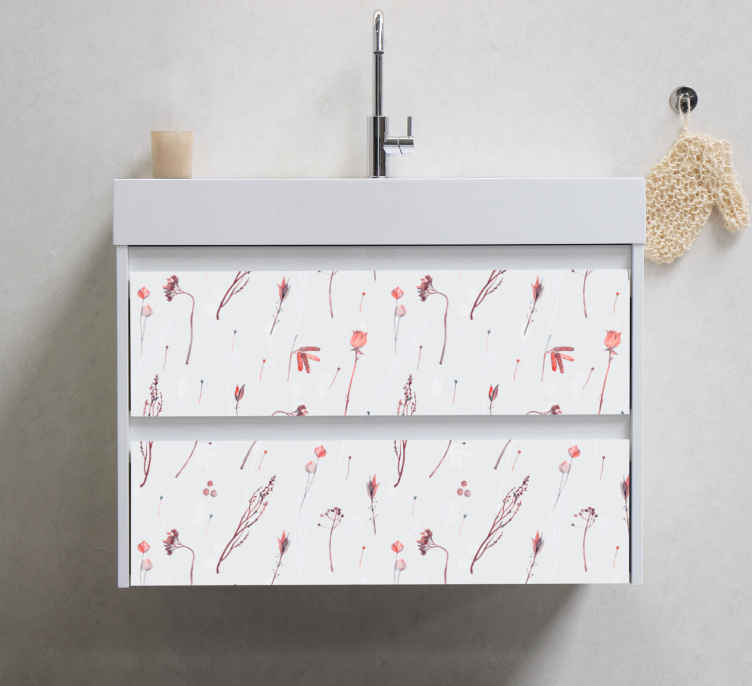 Adesivo per mobile Disegno ad acquerello a foglia rosa