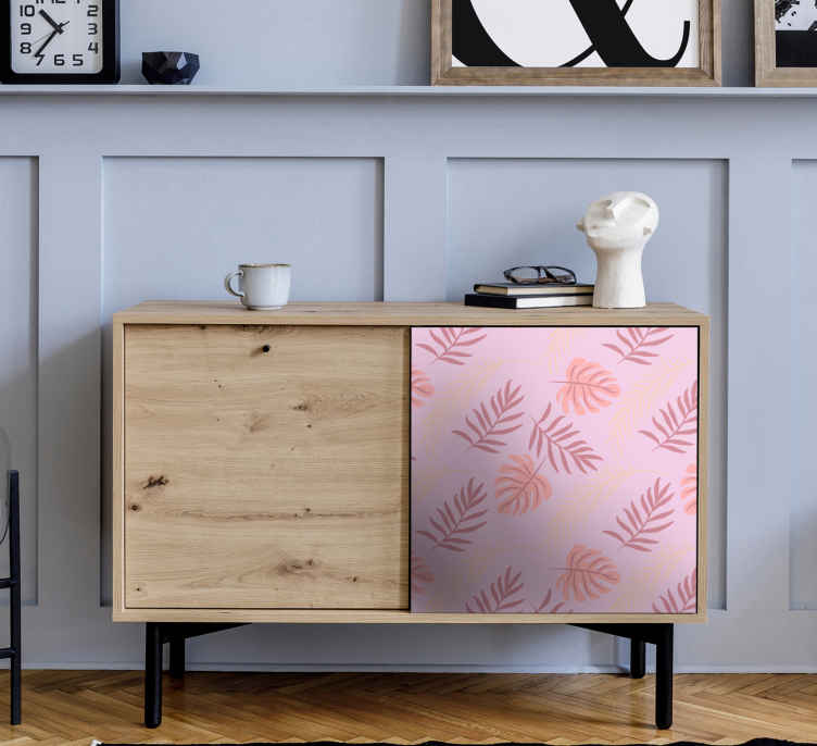 Pink tropical leaf design decals for furniture - TenStickers