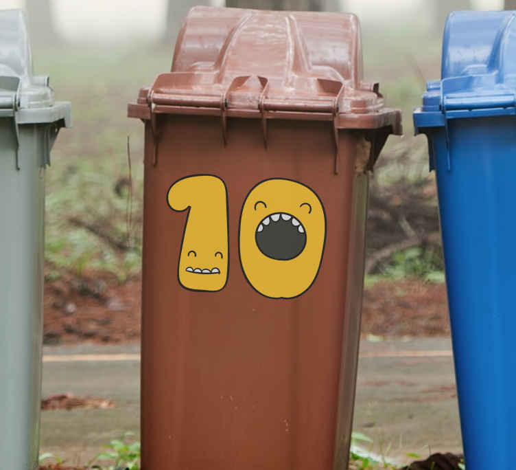 Aufkleber Mülltonne Zahlen in blau - TenStickers