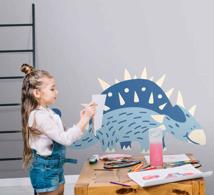 Original hairy curved dinosaur children sticker - TenStickers