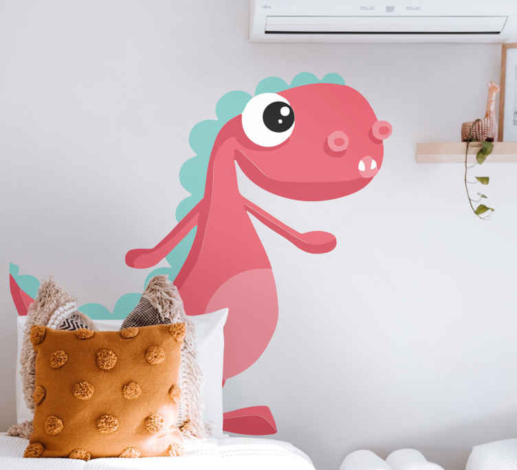 Vinis para quarto infantil Dinossauro rosa engraçado em pé sobre
