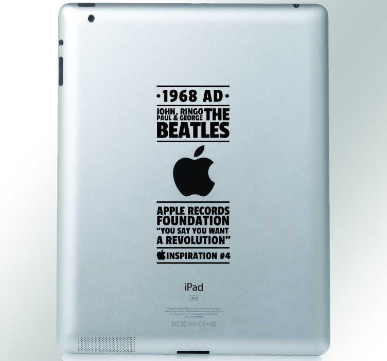 TenStickers. Autocolante decorativo para Ipad Beatles. Autocolante para o teu Ipad. Sticker Beatles para personalizares o teu Ipad e poderes demonstrar o quanto gostas desta banda.