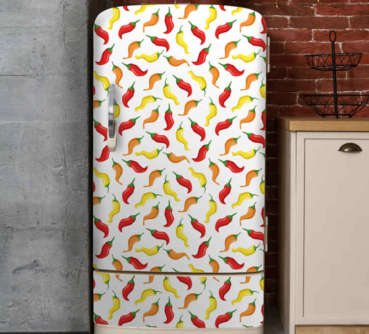 Fridge sticker colorful chili peppers - TenStickers