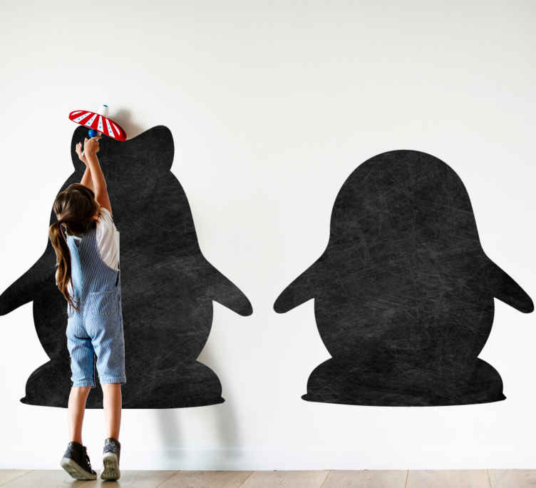 Adesivo lavagna Simpatici pinguini coppia silhouette