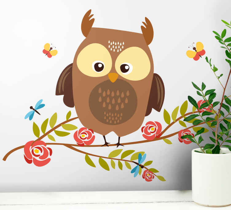 Cute design of cartoon owl kids bedroom wall sticker