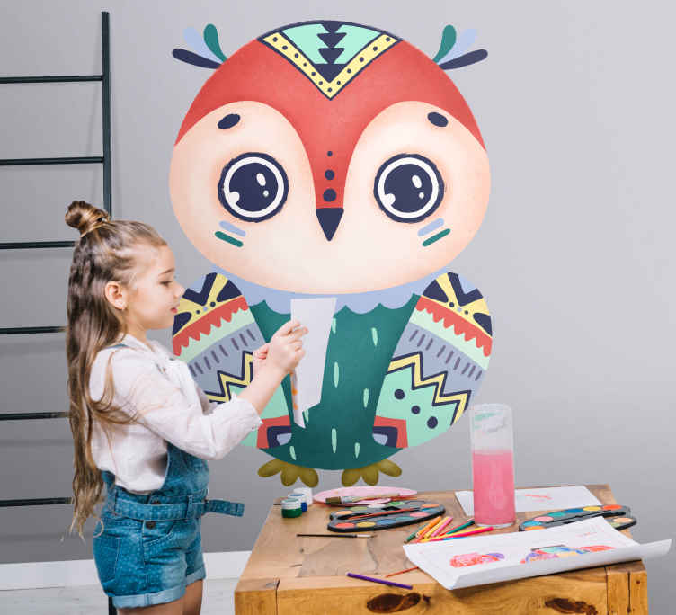 Sticker Oiseau Illustration de hibou avec de beaux yeux - TenStickers