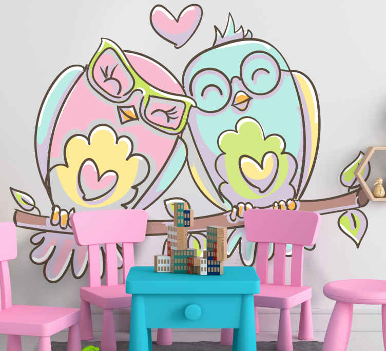 Bird wall sticker adorable love birds - TenStickers