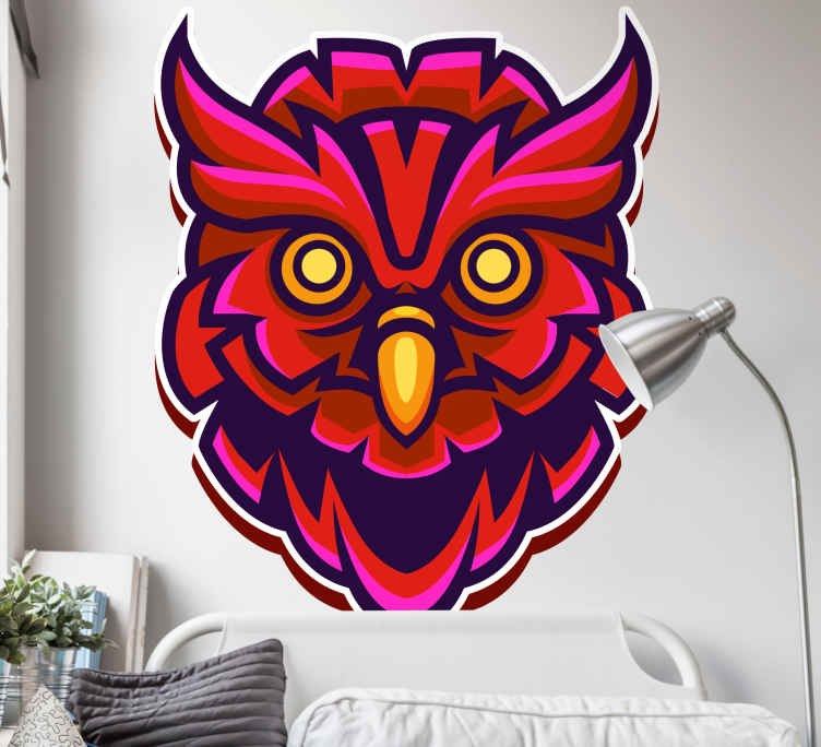 Red gaming mascot Owl bird wall sticker - TenStickers