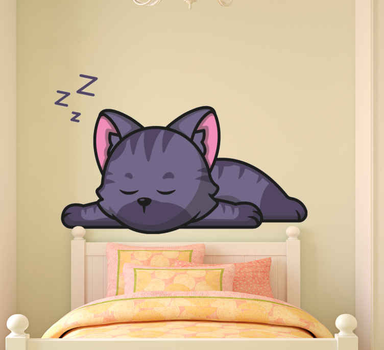 Pegatina Lindo gato durmiendo dibujos animados icono ilustración - TenVinilo