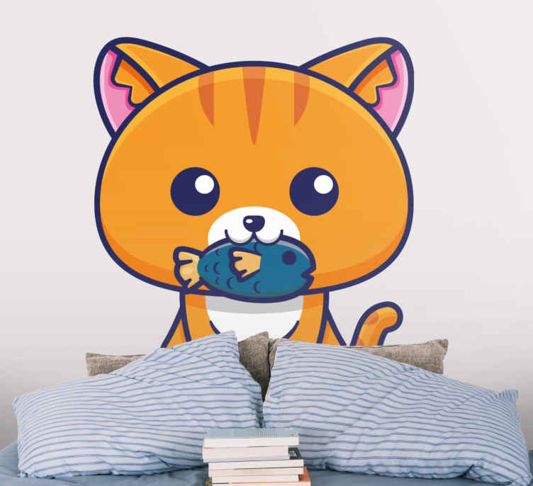 Quadro Decorativo infantil Gato de desenho animado com nome perso -  TenStickers