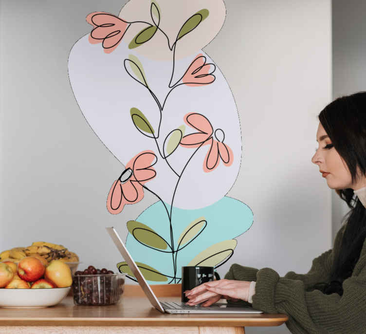 Daisy flowers and roses minimalist design decal - TenStickers
