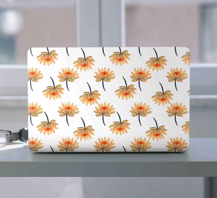 Pattern with simple daisy flower laptop skins - TenStickers