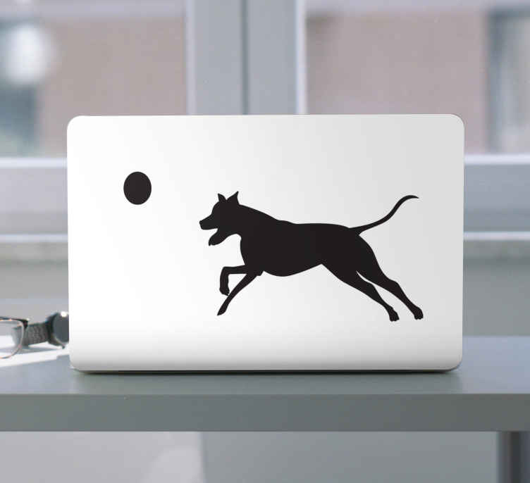 Adesivo pc Simpatico cane monocolore che gioca