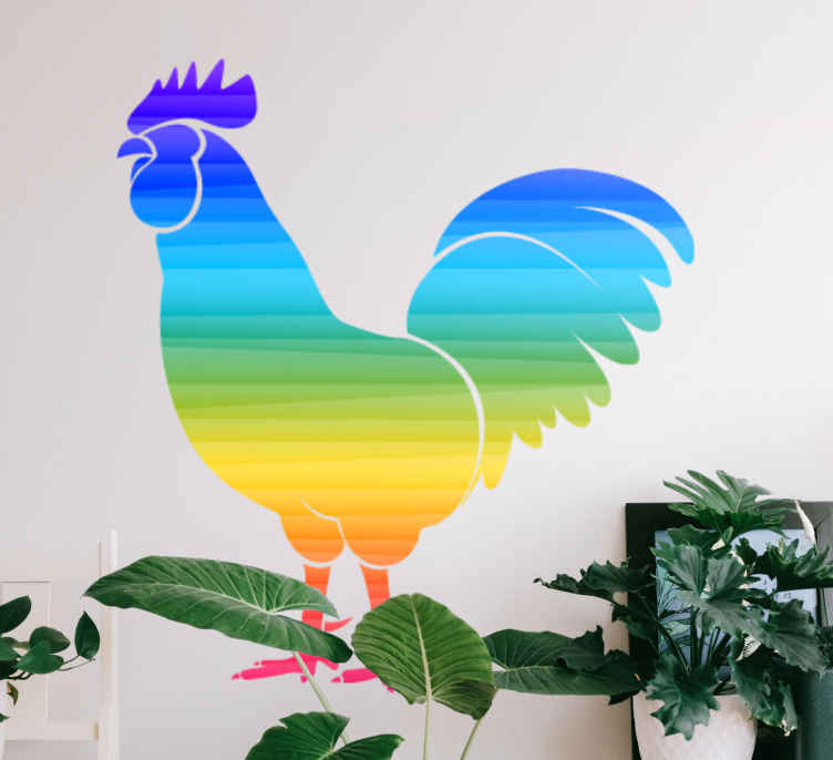 Klasik gökkuşağı horoz kuş duvar sticker - TenStickers