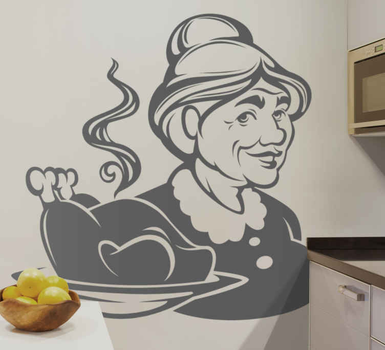 Babička drží nalepený slepý samolepiaci štítok - Tenstickers