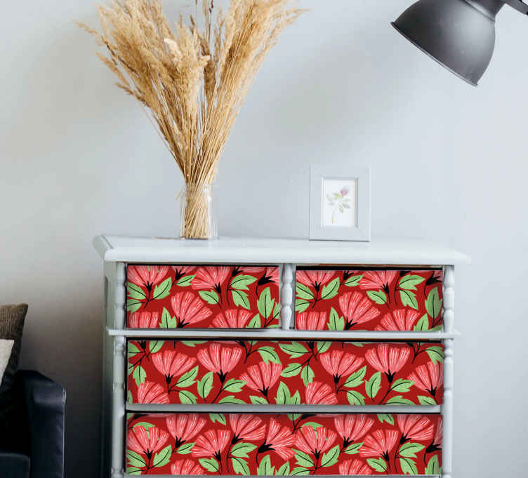 Vintage red pattern furniture sticker - TenStickers