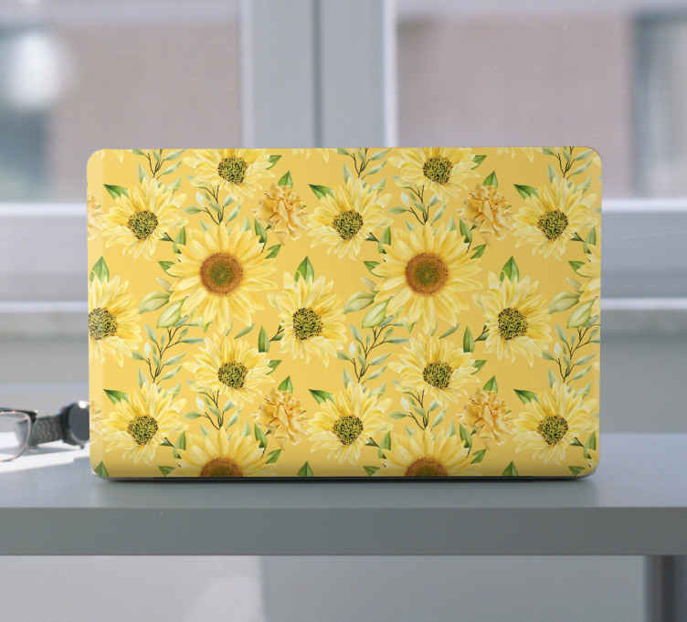 Sticker pour ordinateur motif floral ensoleillé - TenStickers