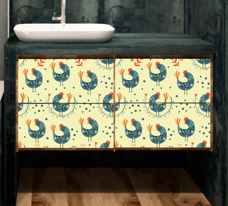 Furniture sticker lively rooster emblem - TenStickers
