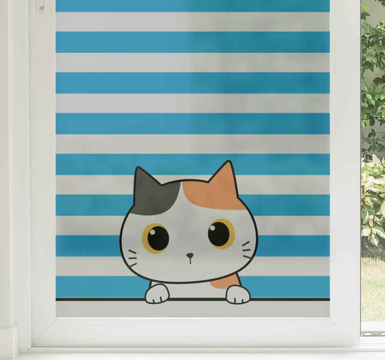 Vinilo ventana Colorido gato que mira a escondidas
