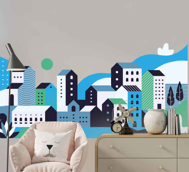 Modern cityscape design nalepka živali - TenStickers