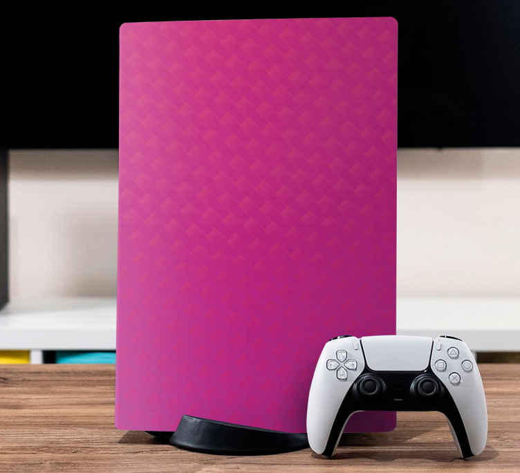 Pink carbon Playstation 5 sticker TenStickers