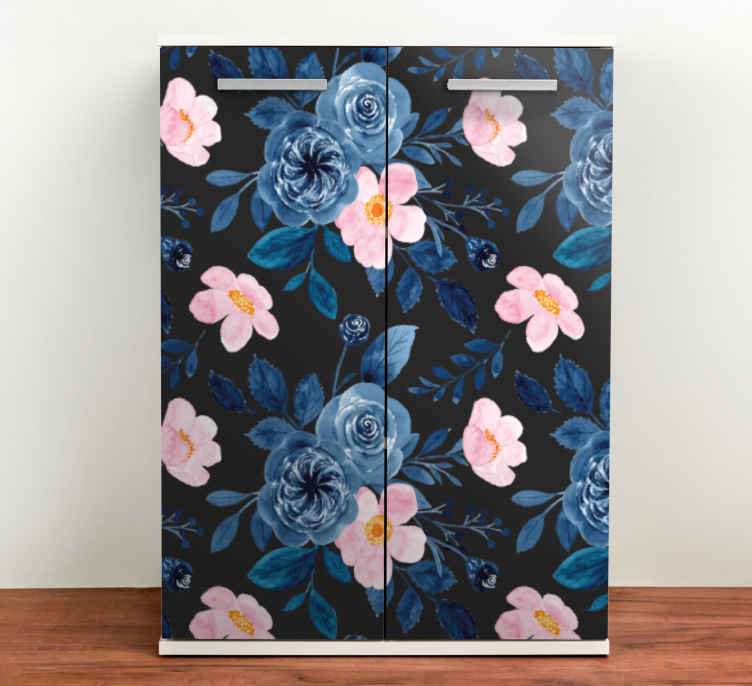 Blue and pink roses furniture sticker - TenStickers