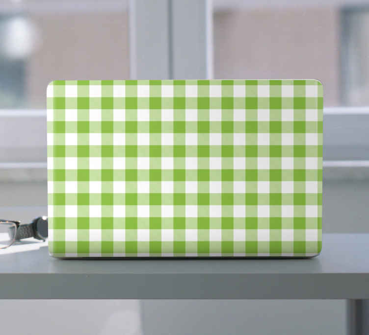 Sticker pour ordinateur motif vichy vert - TenStickers
