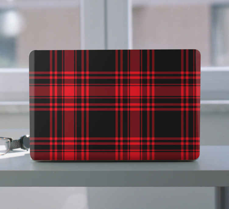 Vinil para móveis Padrão xadrez menzies tartan preto vermelho