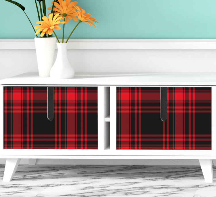 Menzies tartan black red check pattern decals for furniture