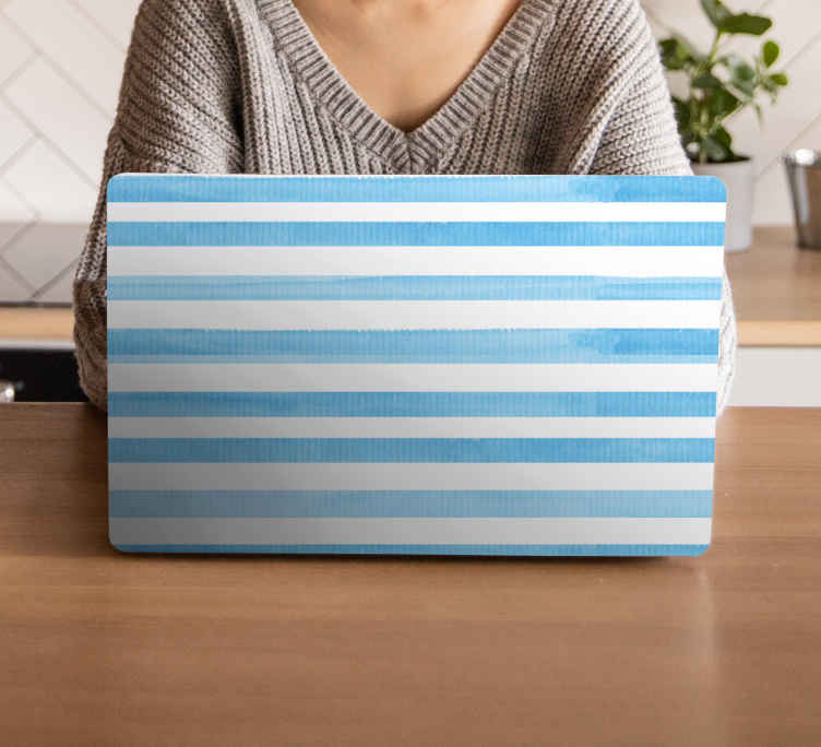 Laptop skin blue striped surface - TenStickers