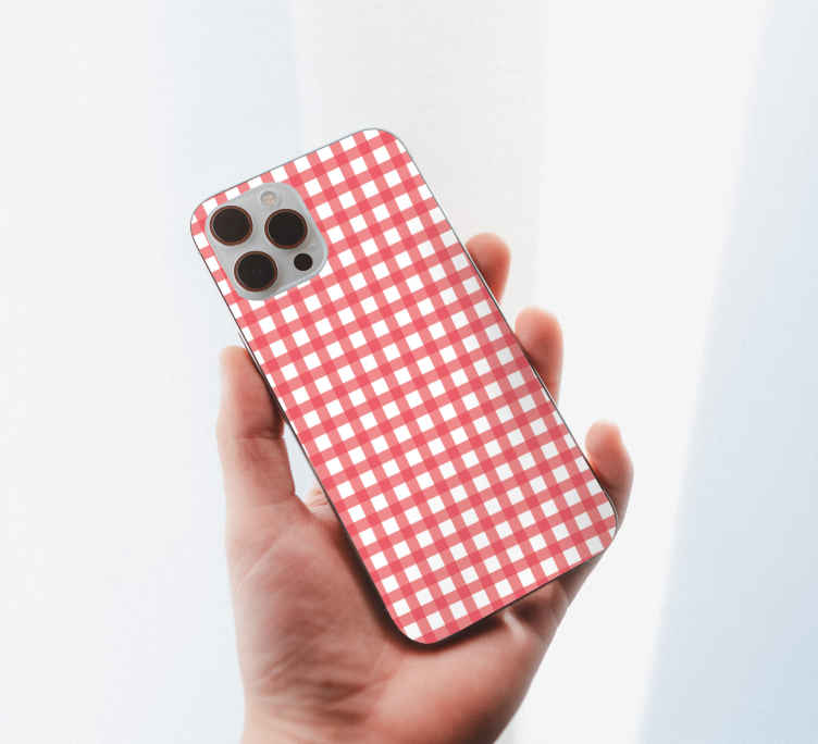 Pegatina iPhone Decoración de cuadros rojos - vinilos para