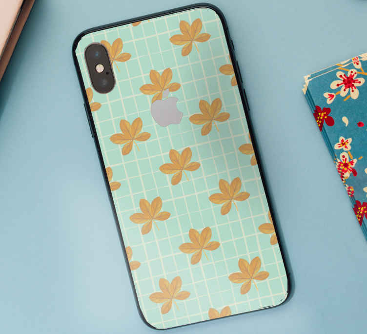 Sticker iPhone Patrón de cuadros con flores de scheffler - TenVinilo