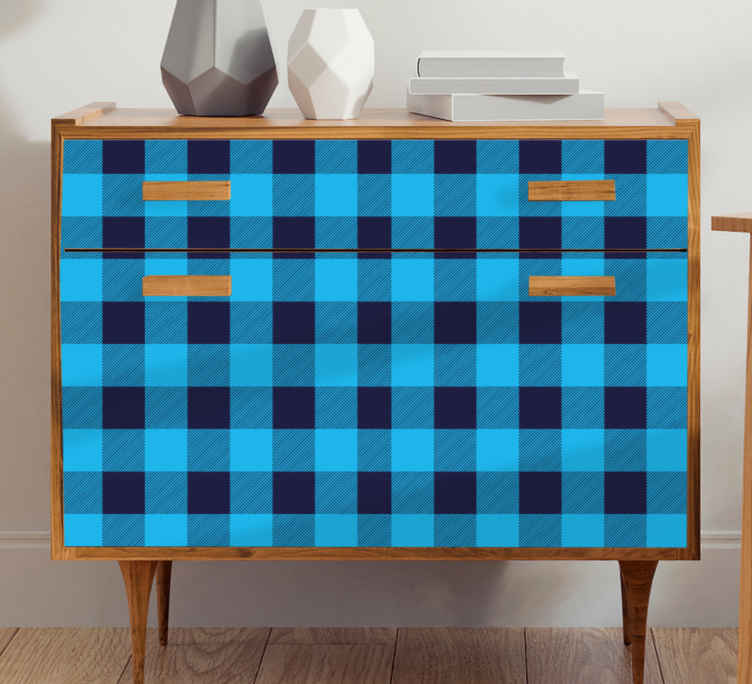 Nálepky na nábytok modré kárované design - Tenstickers