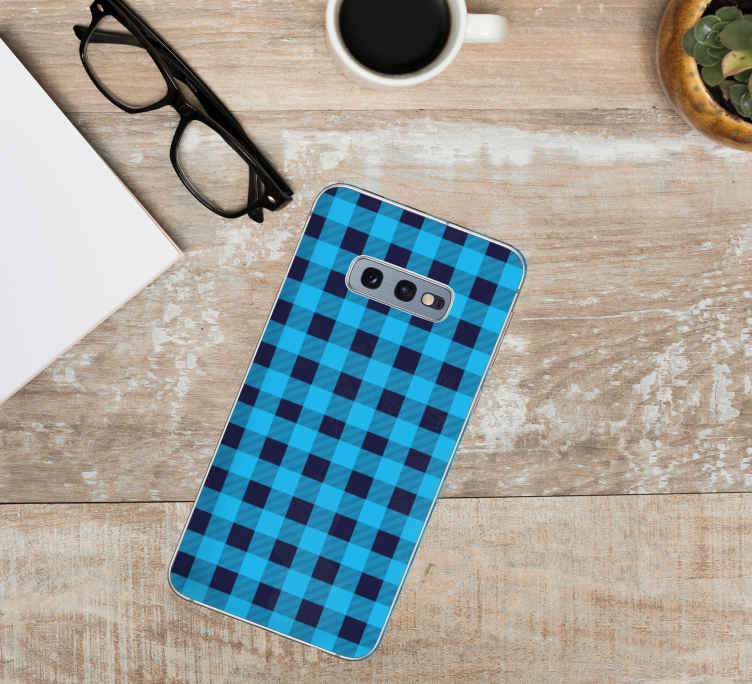 Samsung stickers blue checkered pattern - TenStickers