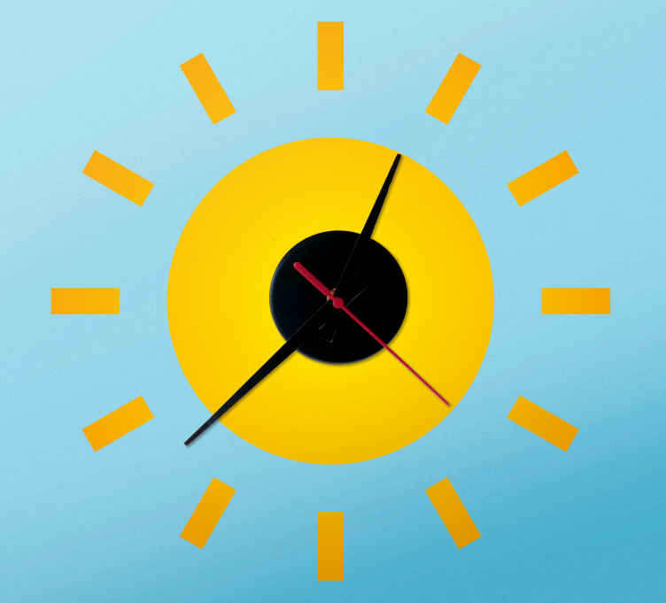 Clock wall sticker yellow sun design - TenStickers