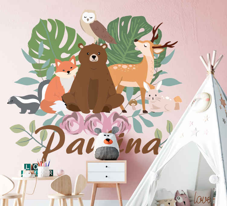 Girly woodland animals custom wild animal decal - TenStickers