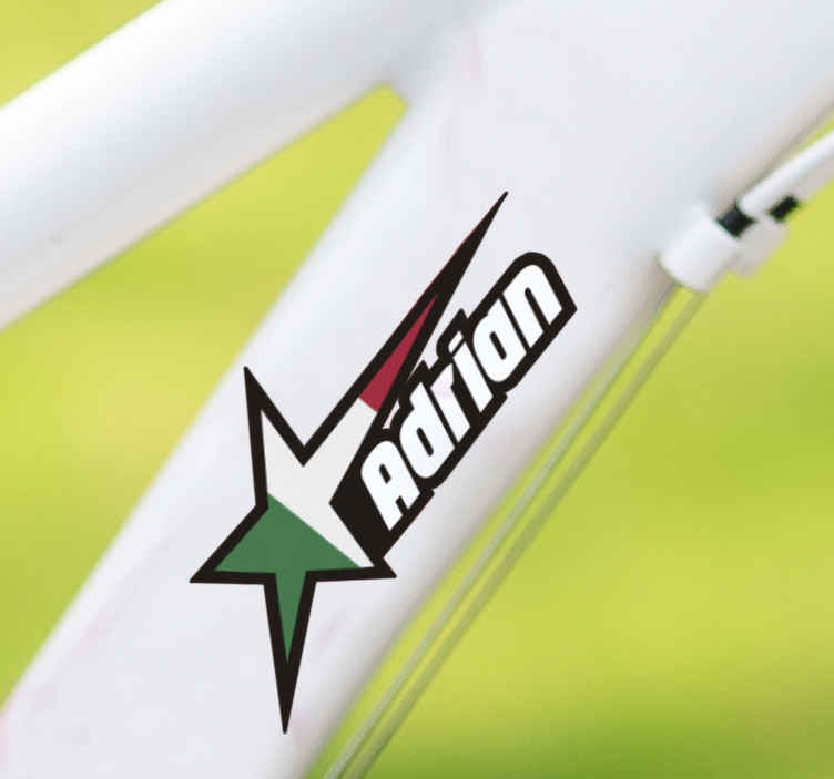 colore a scelta Coppia adesivi personalizzati bici nome e bandiera italiana 