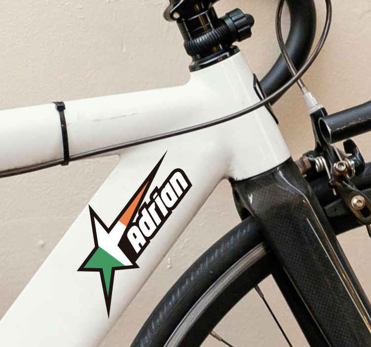 Ireland flag and custom name bike decal - TenStickers