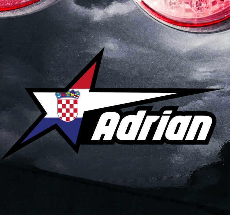 Naljepnica hrvatske zastave i prilagođenog imena automobila - TenStickers