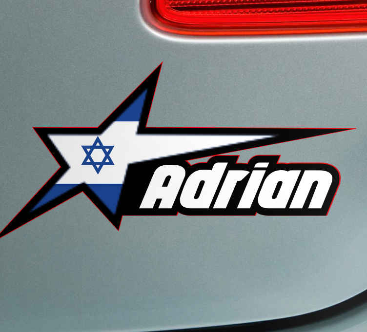 Israel flag and custom name car sticker - TenStickers