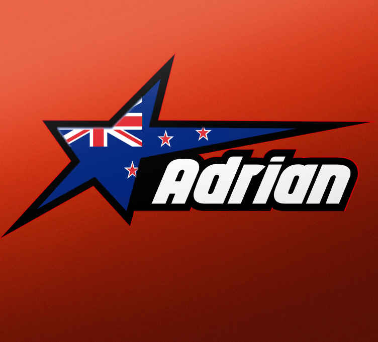 New Zealand star flag with custom name car sticker TenStickers
