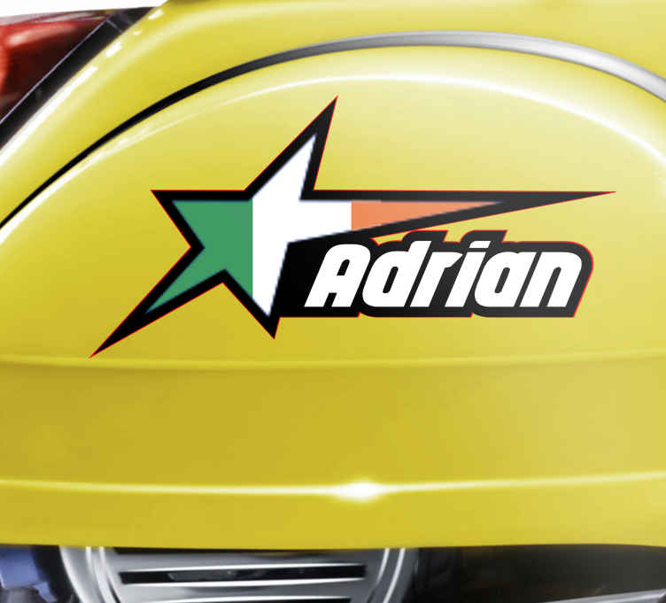 Ireland flag and custom name motorcycle sticker TenStickers