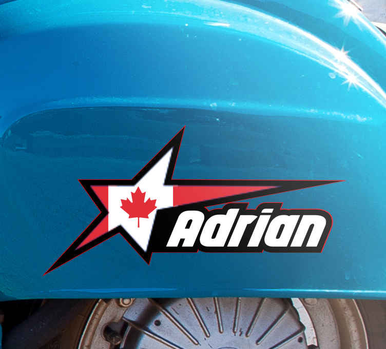Canada flag and custom name motorcycle decal - TenStickers