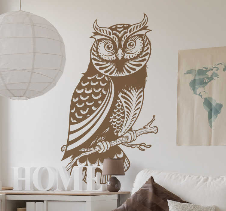 Branch Owl Illustration Wall Sticker