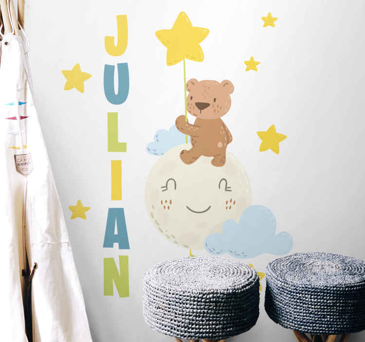 Aangepaste berenballon muursticker kinderkamer - TenStickers