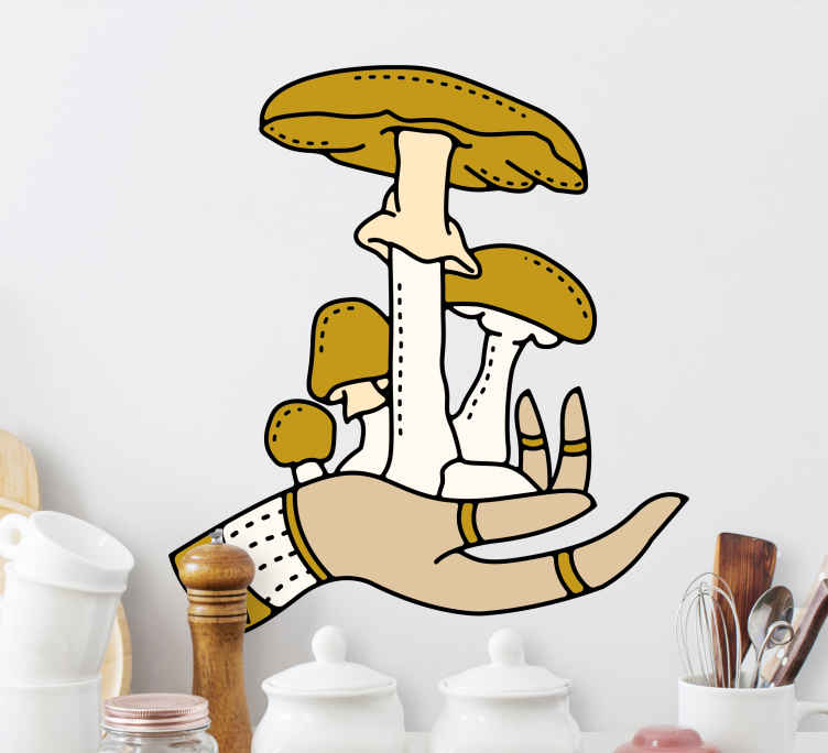 Paddenstoel handkunst muursticker planten - TenStickers