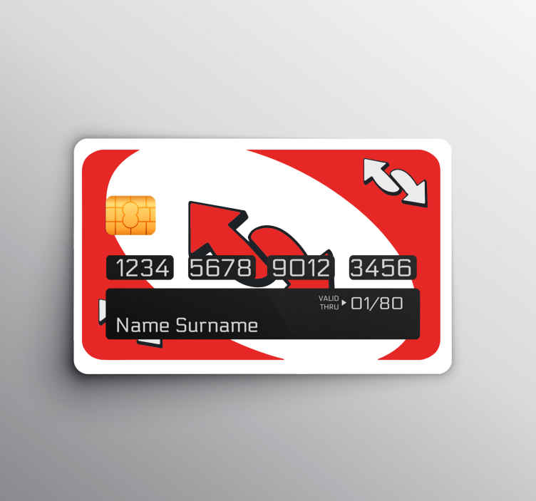 UNO Reverse Red, Credit Card Cover, Credit Card Skin, Credit Card Sticker