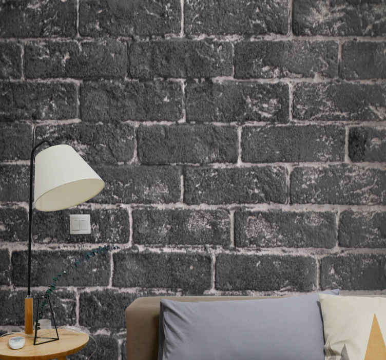 estampado para pared Pared gris de ladrillos piedra - TenVinilo